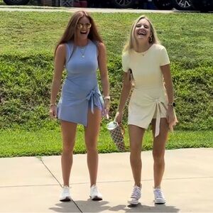 Elegant Black Mini Wrap Around Bottom with pants Sleeveless Dress S